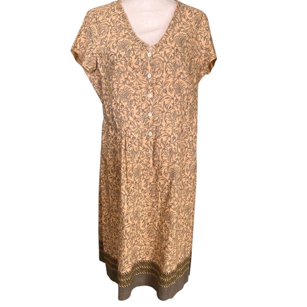 The Territory Ahead Button Front Floral Print Dress Size 16 Cotton Short Sleeved